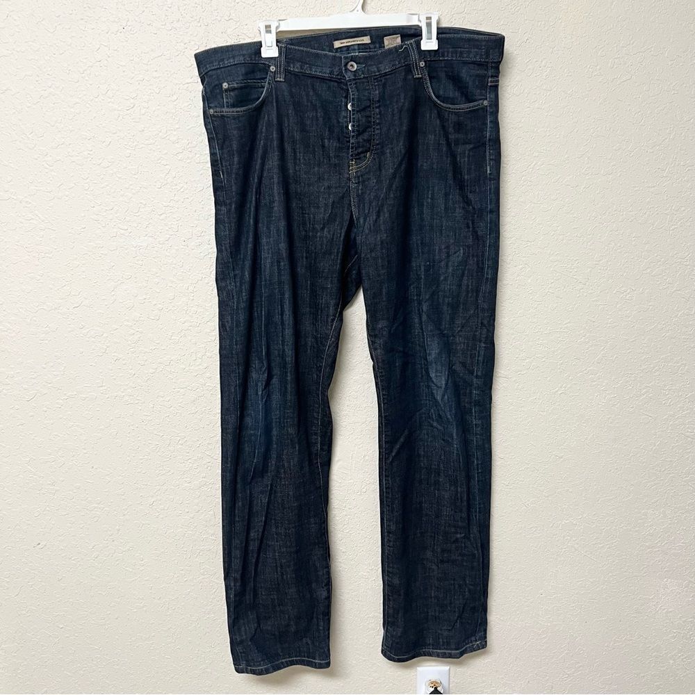 John Varvatos Blue Denim Jeans Mens Sz 42x36 Dark Wash Authentic Fit Button Fly